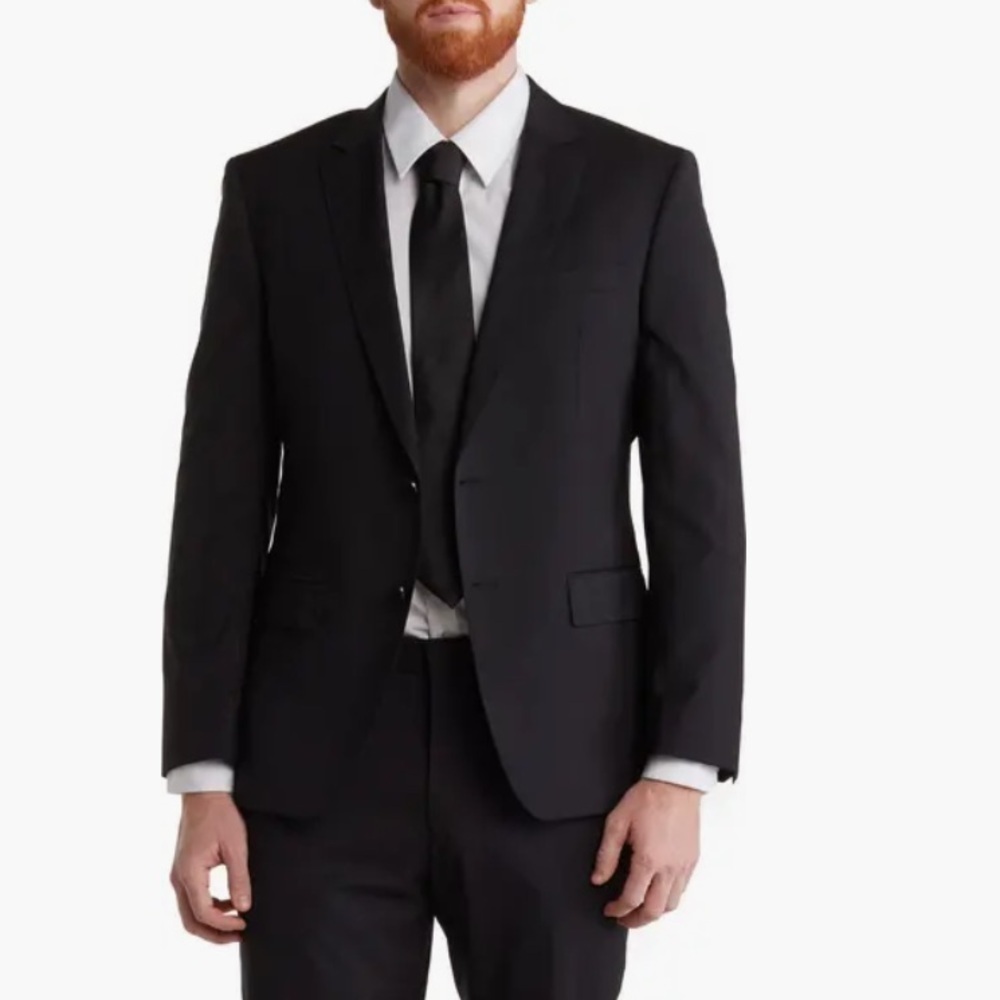 BOSS Huge6 Genius5 Slim Fit Blazer Suit Jacket Black DEFECT US Sz 38R